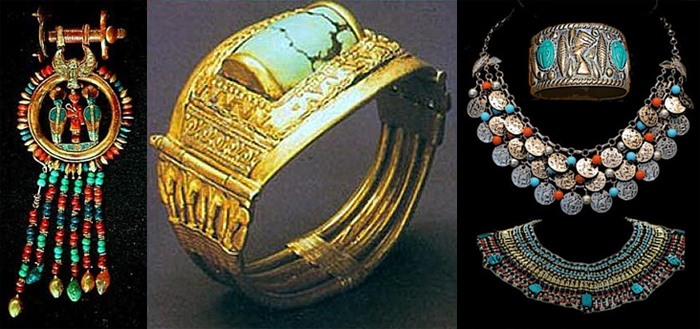 Древние египтяне бирюзу любили и часто использовали в украшениях